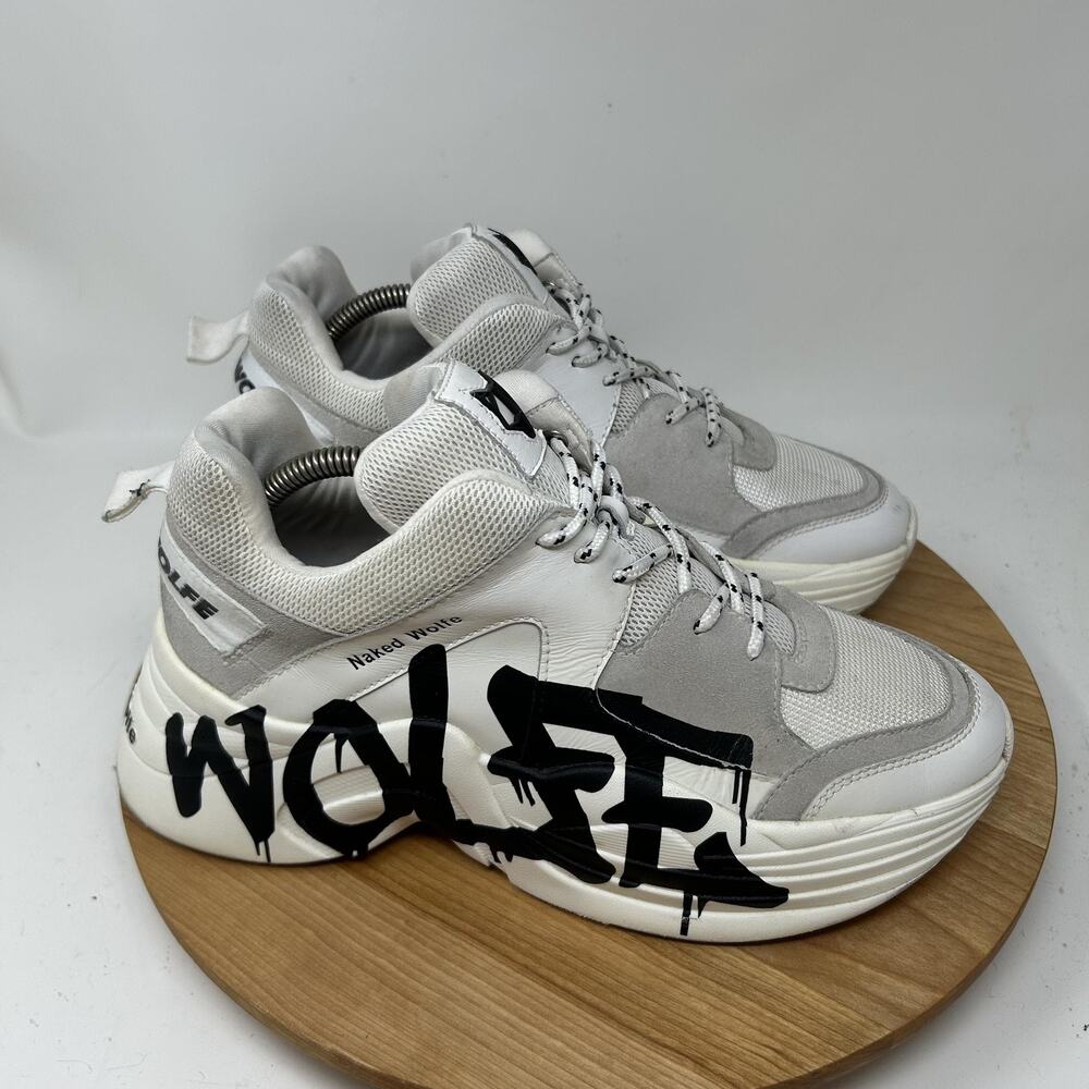 Naked Wolfe Shoes Womens 10 Track Logo Graffiti Sneakers Platform Streetwear Y2K